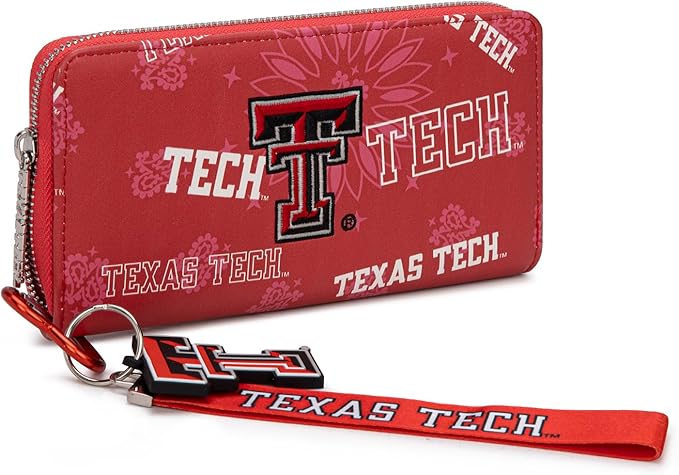 Texas Tech Mini Organizer Wristlet Wallet for Women - NCAA Official, Texas Tech Team Purse with RFID Blocking, Zipper Wallet for Sport Fan Gift, Game Day, Concert | Red, NC-TTU011RD