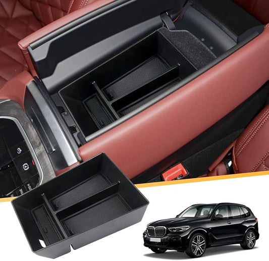 LFOTPP 2023-2025 X5 Center Console Organizer for 2019-2024 2025 X5 G05 X6 G06 X7 G07 Armrest Center Console Organizer Tray Accessories with Coin & Sunglasses Holder Insert Storage Box (Black B Type)