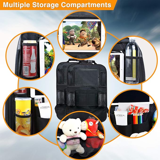 Backseat Organizer for Kids with USB/Headphone Hole - 2 Pack