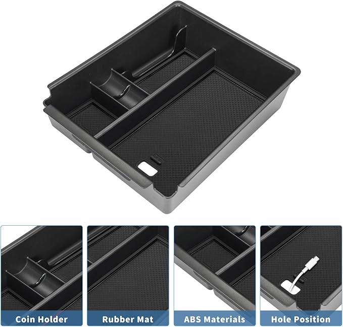 POSAID Center Console Organizer for 2022 2023 2024 Hyundai Santa Cruz Center Console Armrest Tray for 2022 Hyundai Tucson NX4 Storage Box Insert Tray with Coin Holder, Black Trim