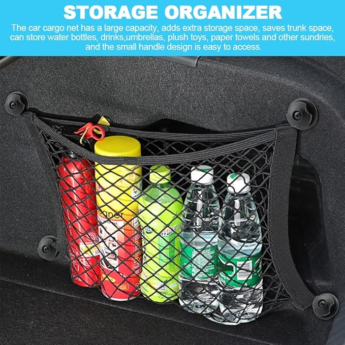 2 Pack Elastic Small Cargo Net Pocket,Small Cargo Net with Hooks,Cargo Netting Bungee,Storage Net,Boat Storage,Trunk Net Organizer for Car,Truck Netting for Cargo(18.9x13.78 inches)