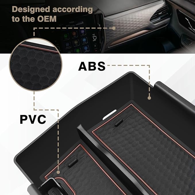 Muslogy Upgraded Center Console Organizer Compatible with 2025 Subaru Forester Middle Armrest Storage Box Insert Tray Cable Holder Interior Accessories Easy Removal (Brown) Won't fit 2026