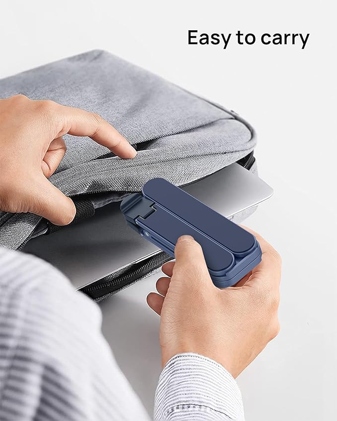 SODI Ultra Compact Foldable Laptop Stand - Portable Laptop Holder for Desk & Travel Use, Adjustable, Ergonomic Aluminum Computer Holder for MacBook, Tablet 10-16" (Blue, Bi-Fold)