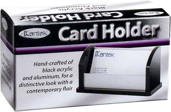 Kantek Black Acrylic and Aluminum Business Card Holder, 4.5-Inch Wide x 2-Inch Deep x 2.5-Inch High (BA330)