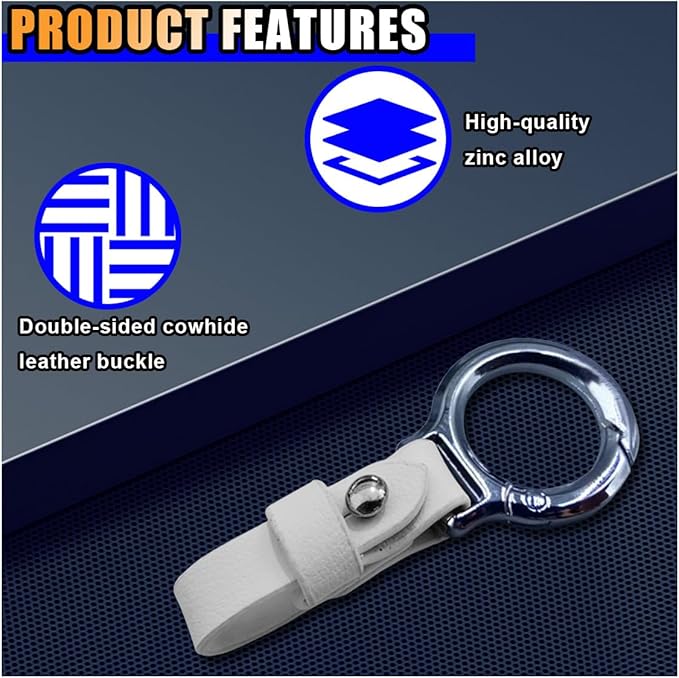 GLSOWEE Carabiner Key Ring Clip, Car Fob Key Keychain Holder Car Keychain Clip for Men Women, Key Ring Belt Holder (White)