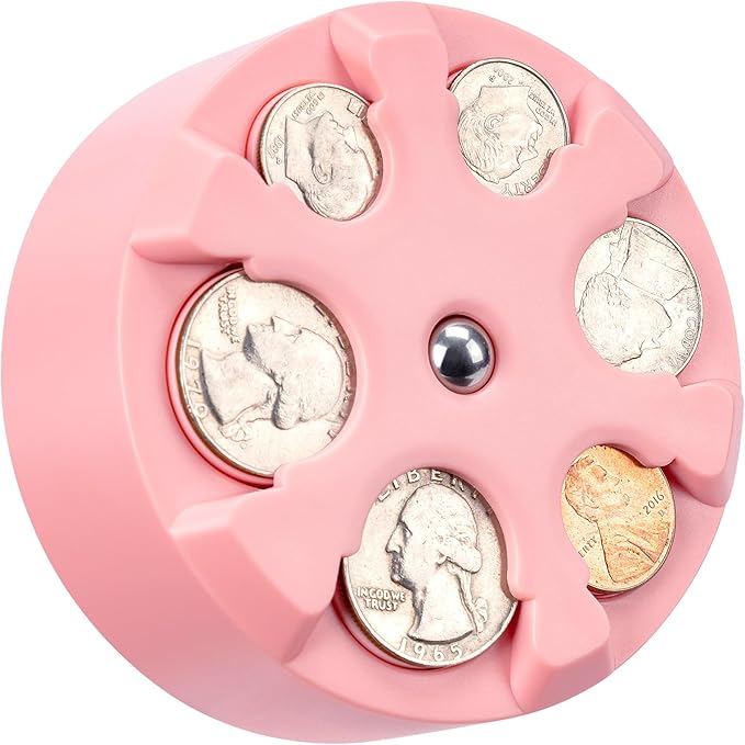 JOYTUTUS Universal Coin Holder, Large Capacity Coin Holder for Car, Portable Car Change Holder Coin Organizer, Car Trucks Accessories, Coin Sorter for Car & Wallet & Pocket,Pink