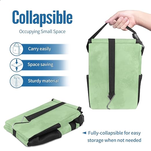 Sage Green Trash Can with Lid - Collapsible Reusable Waterproof Garage Bag, Automotive Garbage Can, Car Accessories Interior Organizer