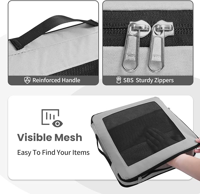 Compression Packing Cubes for Travel, Lightweight Vacation Travel Essentials, Travel Accessories for Suitcase Organizer Bags Set, Durable Luggage Organizer