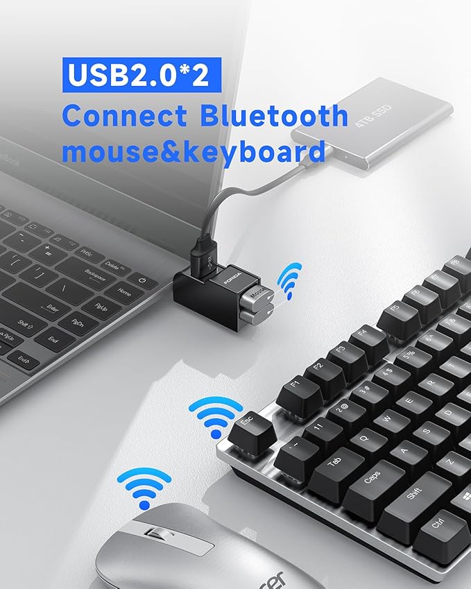 FORIDA 3 Ports USB Adapter, USB Hub with USB 3.0 and Double USB Adapter, Portable USB Splitter 1 in 3 Out for Keyborad, Mobile Hard Disk, U Disk, Camera, Mouse etc Laptop Accessories (Black)