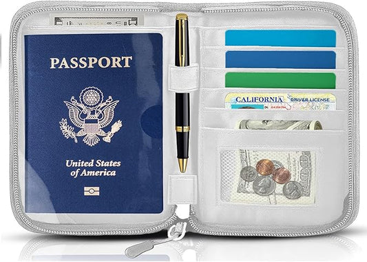 Passport Holder for Travel Essentials, RFID Blocking Protector Passport Wallets, Passport Document Organizer Case for Travel Must Have, Passport Book for Women, Couple, Family Cards, Tickets, ID, Cash