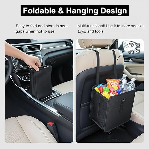 Foldable Car Trash Can, Hanging Waterproof Leakproof Car Trash Bin, with 40Pcs Trash Bags, Large Capacity Car Storage Bag, Travel Trash Bin for The Back/Front/Console, Multipurpose Car Garbage Bag