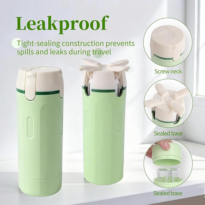 4 in 1 Travel Dispenser, Travel Bottles for Toiletries, Leak Proof Refillable Dispenser Set for Shampoo Conditioner Lotion Cream, Portable Containers for Travel, Camping & Gym (Green)