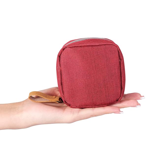 Hekyip Mini Cosmetic Bag, Travel Makeup Pouch, Portable Waterproof Cosmetic Pouch for Ladies Women, Mini (Mini Red)