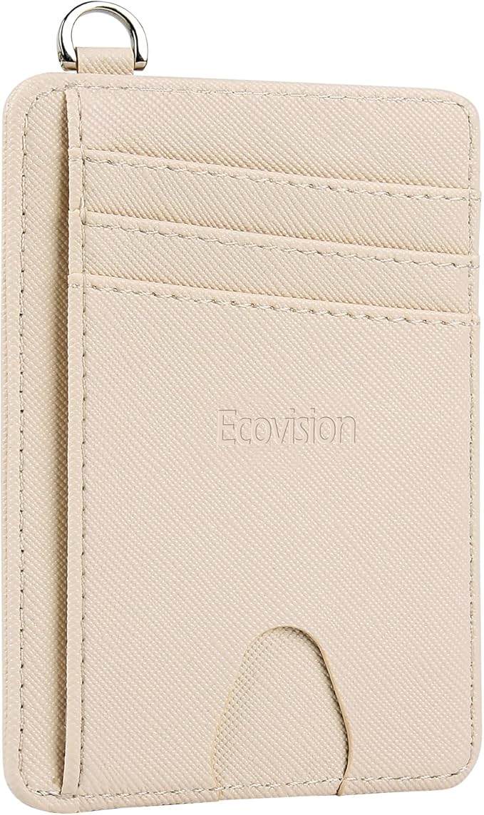 EcoVision Slim Minimalist Front Pocket Wallet, RFID Blocking Credit Card Holder Wallet with Detachable D-Shackle for Men Women