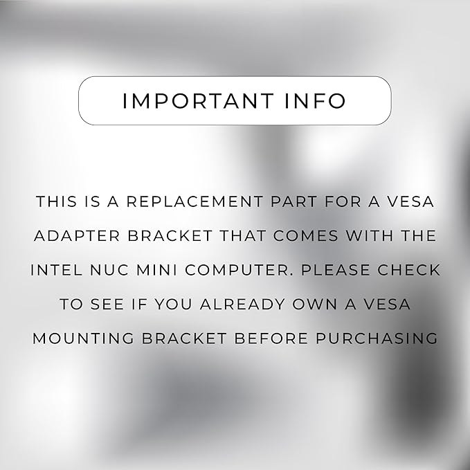 HumanCentric Mounting Bracket Compatible with Intel NUC, VESA Monitor Arm Plate for NUC Mini PC Computer, 75x75mm and 100x100mm Patterns, Does not fit Hades and Skull Canyon NUC, Hardware Included
