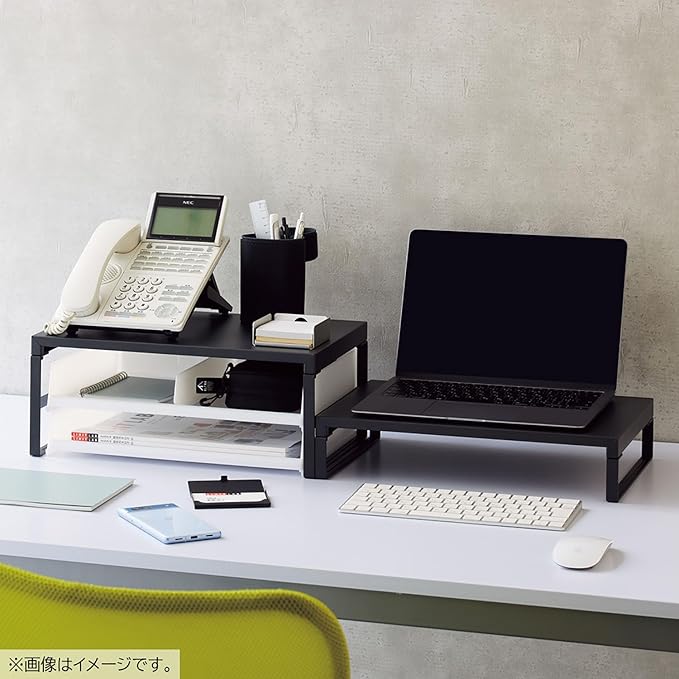 Lihit Lab A7331-124 Computer Stand, Monitor Stand, Desktop Stand, Width 15.4 inches (390 mm), High Type, Matte Black