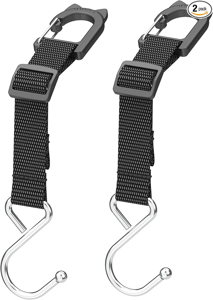 Car Purse Hook Holder, Car Hooks for Headrest, S-Shaped Heavy-Duty (100 LBS Load) Metal Hooks, Baseball Bag Hook for Fence, 2 Packs.