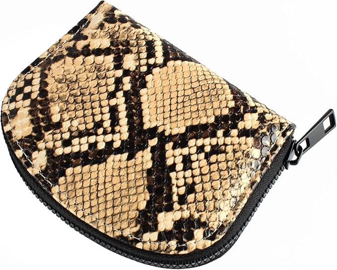 Small Zip Wallet Credit Card Wallet Coin change case Holder for women PU Leather(Sand Snake)