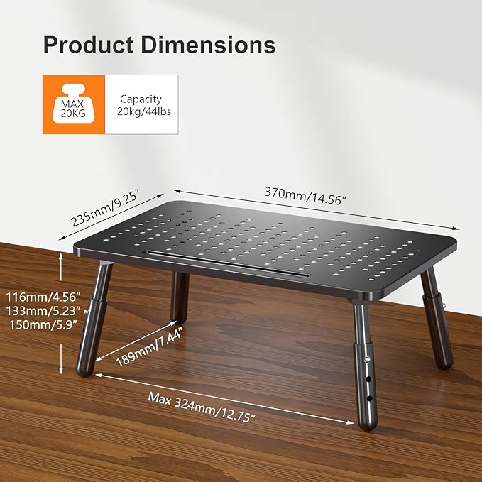Bracwiser Foldable Monitor Riser Metal Computer Stand for Desk 3 Height Adjustable Laptop Stand with Pen Storage, MST013