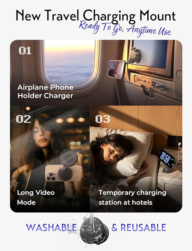 LISEN 15W Magsafe Car Mount Charger, Magnetic Wireless Car Charger, Suction Phone Mount, Vacuum Magnetic Phone Holder for Car Mount for iPhone 17 Pro Max 16 15 14 13 12, Samsung S26/S25, Pixel 10 Pro