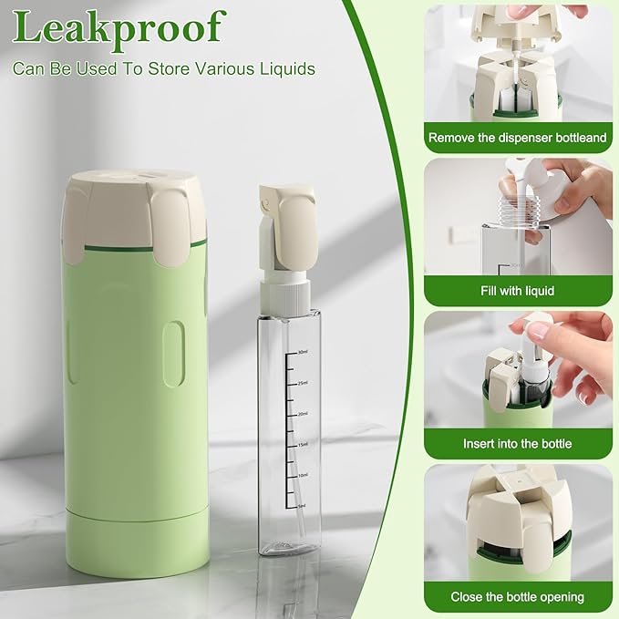 4 in 1 Refillable Travel Dispenser,Portable Travel Toiletries Bottle Set,Travel Size Shampoo and Conditioner Bottles,Toiletries Leak Proof Travel Size Containers for Vacation Business Trip