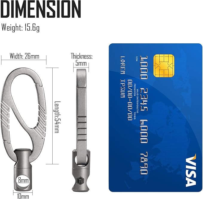 KeyUnity Titanium Carabiner Keychain Clip, Dual-Gate Quick Release EDC Key Ring Holder Organizer for Men and Women