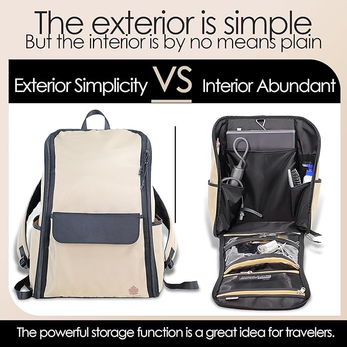 Travel Laptop Backpack Large Hanging Toiletry Organizer Water-Repellent Hygiene Bag (Khaki)