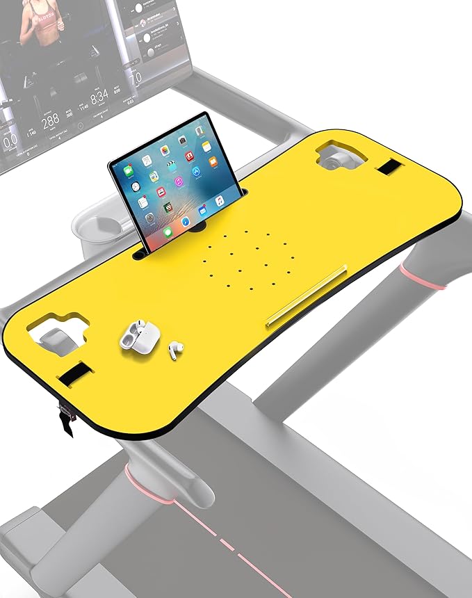 Treadmill Desk Attachment, Tread Tray Ergonomic Platform, Laptop Holder with Tablet Holder,New Universal Cooling Holes Laptop Stand for Home/Office(Yellow)