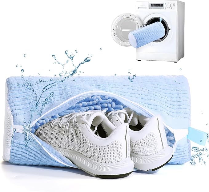 Aship Shoe Washing Machine Bag, Laundry Shoe Bag for Washer and Dryer - Reusable Shoe Cleaning Bag for Sneakers,Tennis Shoes, 360° Deep Cleaning With Self-locking Zipper for All Shoe Sizes - Blue,1PC