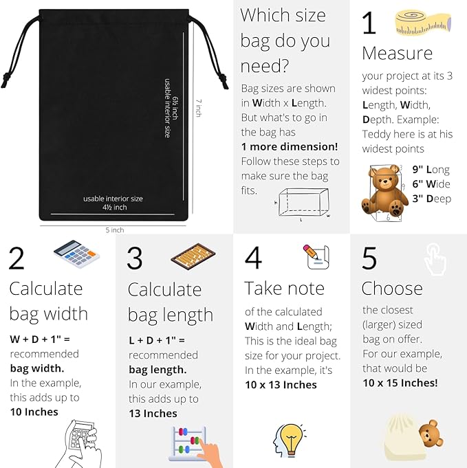 Premium Microfiber Drawstring Bags (Set of 5) – Multipurpose Travel Storage Pouches for Cords, Toiletries, Jewelry, Shoes – Durable Organizer with Strong Drawstring Closure (Black, 5 x 7 Inches)