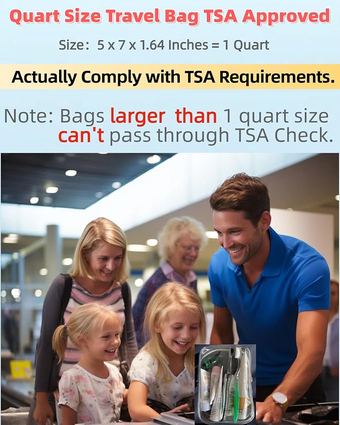 Packing Cubes 1 Quart Size Travel Bag TSA Approved Toiletry Bag Clear Small Purse Pouch International Long Flight Must Haves for Toiletries Makeup Liquids Airplane Europe Vacation Essentials