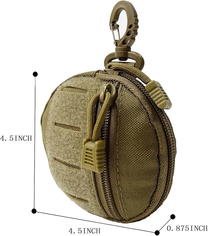 1000D Laser Cut Molle Pouch EDC Pouch Tactical Round Zipper Bag Case Coin Pouches Coin Purse Keychain Little Change Wallet Wireless Headset Pack Gadget Bag