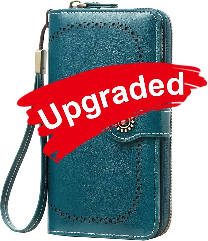TFKGS Wallet for Women RFID Blocking Leather Large Capacity Card Holder Ladies Phone Clutch Travel Long Purse Wristlet | RFID Blocking, Leather, Large Capacity, Ladies, Travel