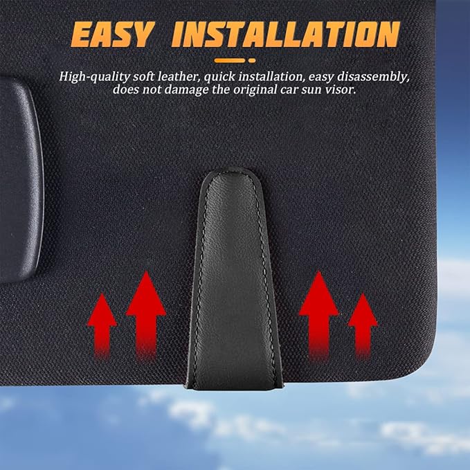 AICEL Sunglasses Holders for Car Sun Visor, Leather Eyeglasses Hanger Mounter, Magnetic Glasses Holder and Ticket Card Clip, Auto Interior Accessories Universal for SUV Pickup Truck