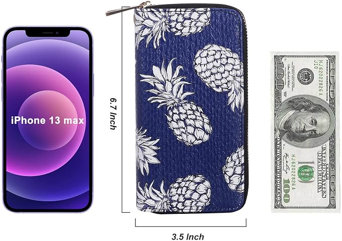 Cellphone Wallet for Women Dual Zipper Long Purse with Removable Wristlet