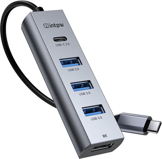 5-Port USB C Hub, intpw USB C to USB Adapter with 1 USB-C/3 USB-A 3.0 Data Ports, 5Gbps Aluminum Multiport USB-C Hub Adapter for Laptop, MacBook, iPad, PC(0.82FT)