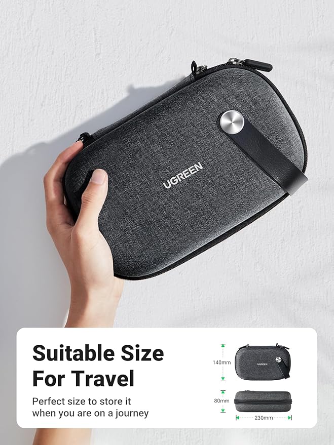 UGREEN Electronics Organizer Travel Case Cable Organizer Bag Waterproof Portable Storage Pouch for Charger, Cables, USB Flash Drive, Power Bank, Memory Card, Travel Accessories Black