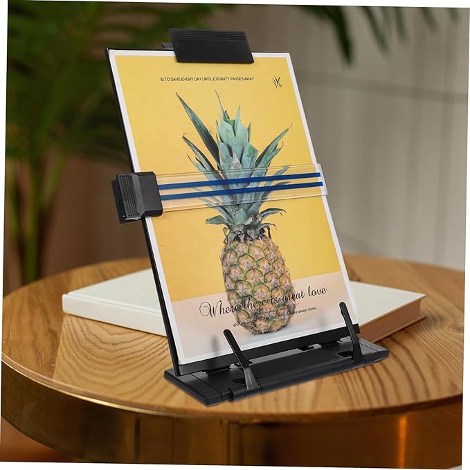 NUOBESTY Adjustable Desktop Book Stand Multi-Angle Reading Rack for Music Scores and Books Black Metal Holder Suitable for Home and Office Use