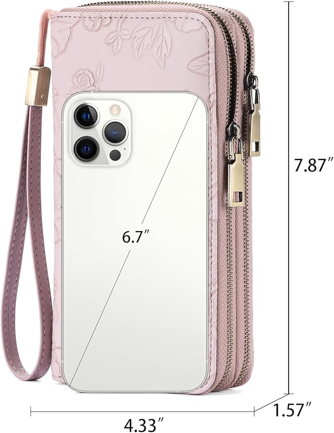 GAEKEAO Wallet for Women Clutch RFID Blocking Wristlet Leather Purse Large Capacity Credit Card Holder with Grip Hand Strap