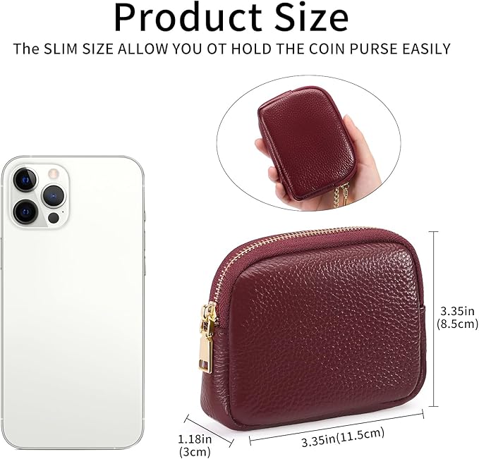 SENDEFN Mini Coin Purse Soft Leather Small Coin Pouch Purses Women Zipper Pocket with Key Ring