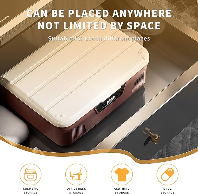 RUIAN 4.2 Gallon Lockable Storage Container Bin, Portable Lock Box with Combination, Versatile Password Organize Locking for Home Office Travel Business(Brown)