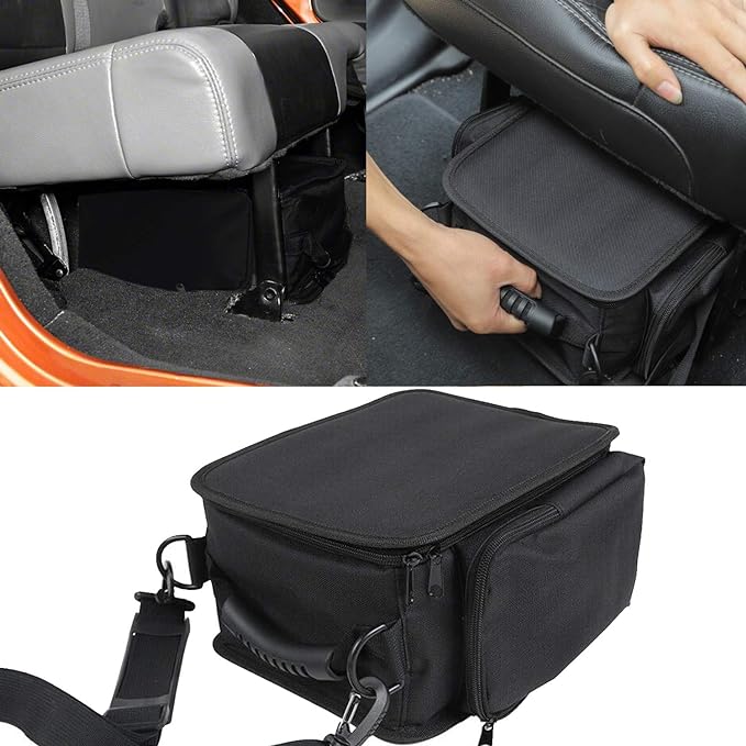 YOCTM Under Seat Organizer for 2007-2025 Jeep Wrangler JK JL JLU 4XE Sports Rubicon Gladiator JT Backseat Rear Under Seat Storage Bags Black Portable Storage Tool Kits Pocket…