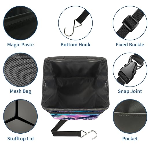 Car Trash Can – Multi-Purpose, Lightweight and Portable with Durable Water-Resistant Coating, No Installation Required, Practical and Ample Capacity, Variety of Colors.Coconut Tree