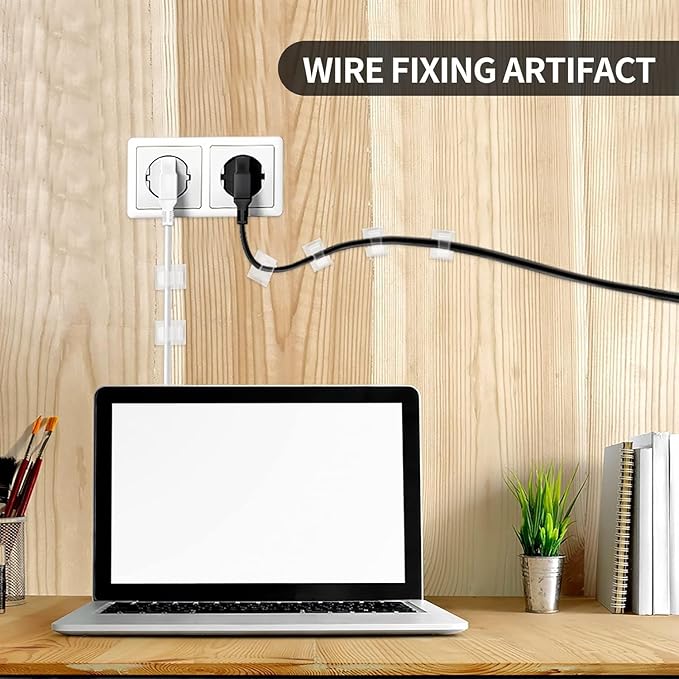 Viaky 30 Pcs Clear Cable Clips Self Adhesive Backed Nylon Adjustable Wire Management Transparent Drop Wire Holder for 0.5 Inch (12.5mm) Cables