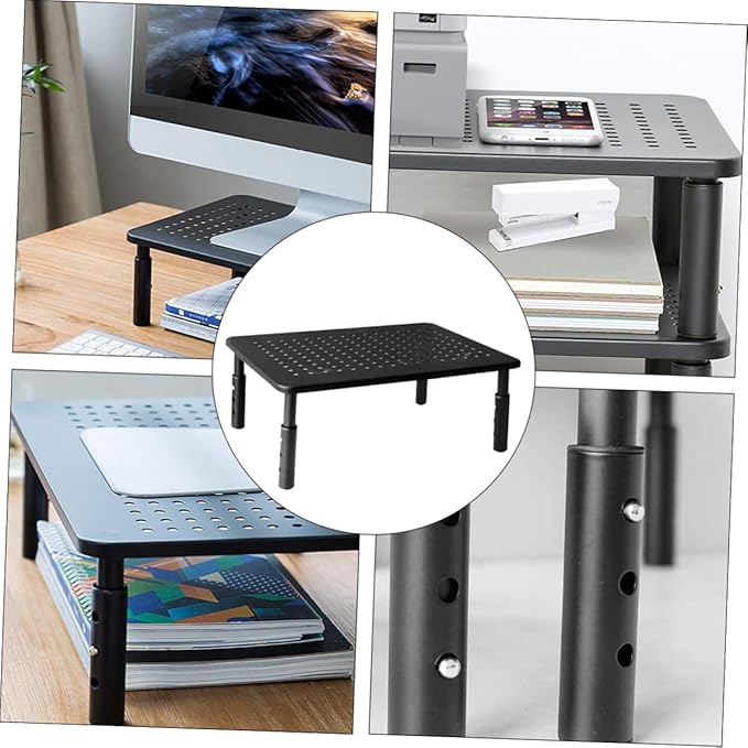 ARTIBETTER Adjustable Monitor Stand Riser with Storage Shelf 3 Height Levels Elevated Computer Desk Organizer 14.56X9.25X5.51 Inch for Home Office Gaming