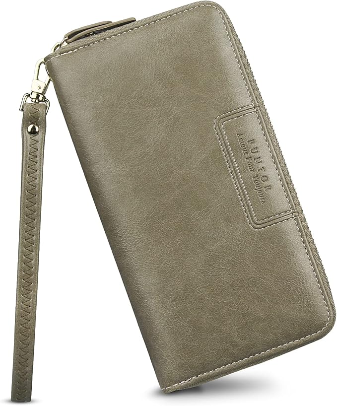 FT FUNTOR Wristlet Wallets for Women, Ladies PU Vegan Leather Clutch Wallet Zip around Phone Purse Card Holder Organizer