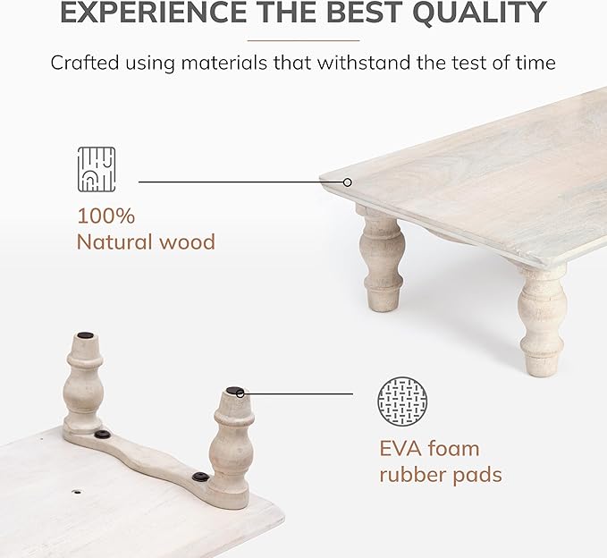 Anji Mountain Monitor Stand - Desktop Organizer & Laptop Riser, Ergonomic Monitor Riser, Space-Saving Monitor Stand for Desk, Durable Construction, Easy Assembly, Ideal for Home & Office,White Wash