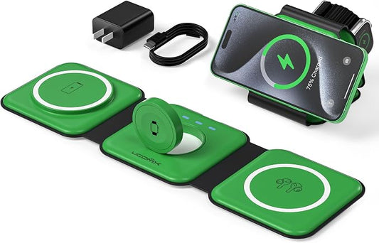 3 in 1 Charging Station for Multple Devices,Foldable 3 in 1 Wireless Charger for Travel,Nano Wireless Charging Station for iPhone16 15 14 13 12 Pro Max/Watch 10 9 8 7 6 5 4 3 Ultra/AirPod Pro