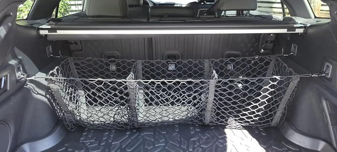 Rear Trunk Organizer Cargo Net for Subaru Outback 2000-2025 – 3 Pockets Envelope Style Cargo Net for Wagon – Premium Mesh Elastic Car Trunk Organizer–Compatible with Outback