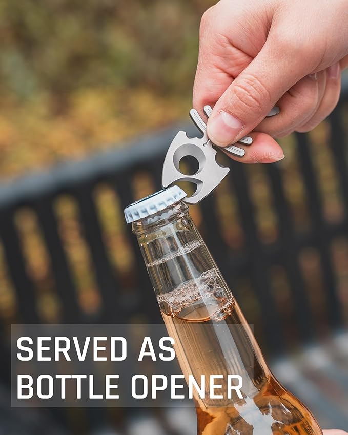 TISUR Titanium Keychain Bottle Opener with Stainless Steel Key Ring, EDC key chain multitool Pry Bar, Gifts for Men